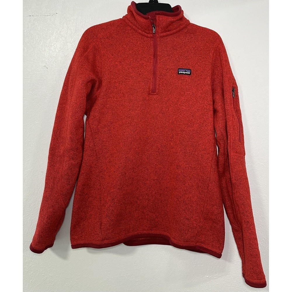 Patagonia Red Fleece Quarter Zip Pullover Women's XS Textured Knit Sweater
